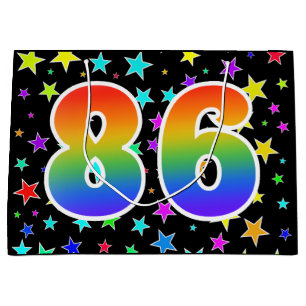 Grand Sac Cadeau Étoiles colorées + Motif arc-en-ciel "86" N° d'évé