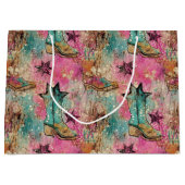 Grand Sac Cadeau Étoiles de fille Boots déprimés Motif rétro (Devant)