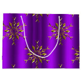 Grand Sac Cadeau Étoiles de flocon d'or à Noël violet (Dos)