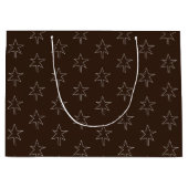 Grand Sac Cadeau Étoiles de Noël Chocolat noir (Devant)