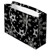 Grand Sac Cadeau Étoiles de Parties scintillant en argent et flocon (Dos Angle)