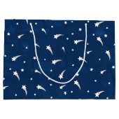 Grand Sac Cadeau Etoiles de tir Aquarelle bleu marine (Dos)