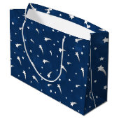 Grand Sac Cadeau Etoiles de tir Aquarelle bleu marine (Dos Angle)