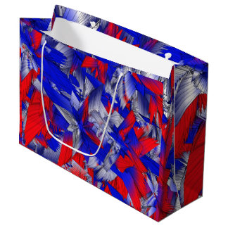 Grand Sac Cadeau Étoiles rouges blanches et bleues