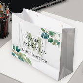 Grand Sac Cadeau Eucalyptus aquarelle mariage monogramme