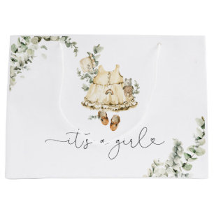 Grand Sac Cadeau Eucalyptus boho vêtements de pépinière C'est une f