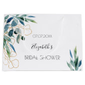 Grand Sac Cadeau Eucalyptus verdure or nom douche nuptiale (Devant)