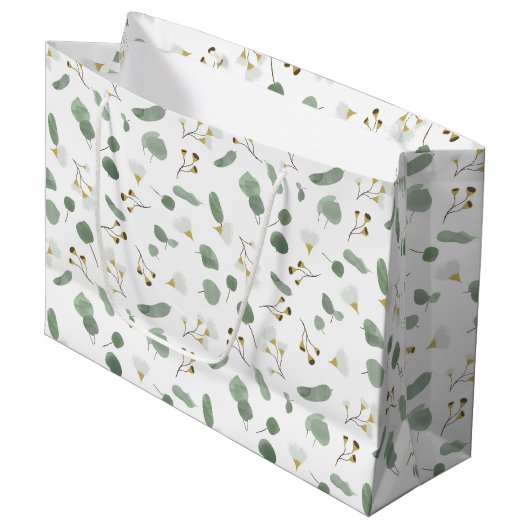 Grand Sac Cadeau Eucalyptus Vert Argent Dollar Gum Blossoms (Devant Angle)