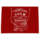 Grand Sac Cadeau Express de Noël chic Livraison spéciale Monogramme (Devant)