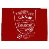 Grand Sac Cadeau Express de Noël chic Livraison spéciale Monogramme (Dos)