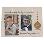 Grand Sac Cadeau Extraordinaire 30e anniversaire nom date beige pho (Devant)