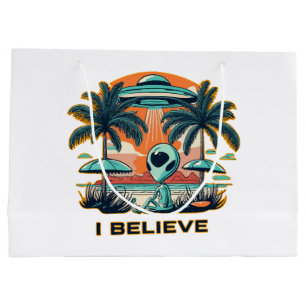 Grand Sac Cadeau extraterrestre avec OVNI JE CROIS