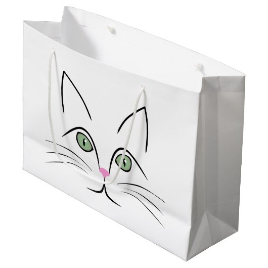 Grand Sac Cadeau Face de chat (Devant Angle)