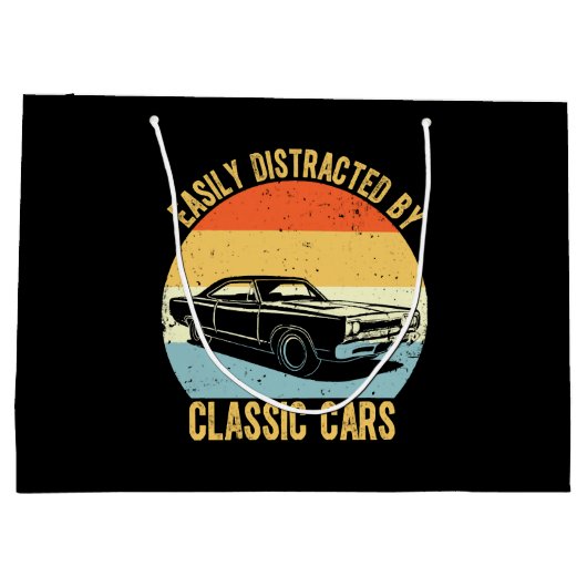 Grand Sac Cadeau Facilement Distrait Par Les Voitures Classiques (Dos)