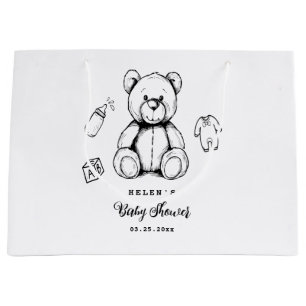 Grand Sac Cadeau Faire-part de Baby Shower Ours en Peluche, Genre N