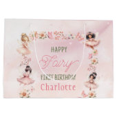 Grand Sac Cadeau Fairy First Pink Glitter Gift Bag (Dos)