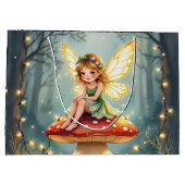 Grand Sac Cadeau Fairy on a Mushroom in Enchanted Forest Christmas (Dos)