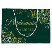 Grand Sac Cadeau Fancy Emerald Green & Gold Elegant Bridesmaid (Dos)