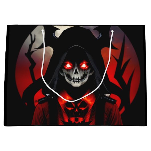 Grand Sac Cadeau fantôme crânien effrayant Halloween (Devant)