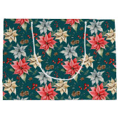 Grand Sac Cadeau Farmhouse Poinsettia Rustic Merry Christmas (Dos)