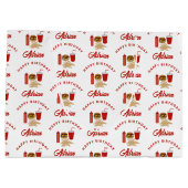 Grand Sac Cadeau Fast Food Burger Fries Motif Anniversaire Nom (Dos)