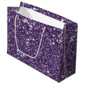 Grand Sac Cadeau Faux Parties scintillant violet, texture (Devant Angle)