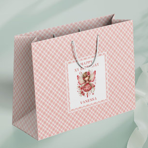 Grand Sac Cadeau Fée Étincelante Rougeur Fleurie Cadeau d'Anniversa