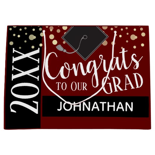 Grand Sac Cadeau Félicitations à nos diplômés pour toute année Nom (Devant)