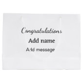 Grand Sac Cadeau Félicitations ajouter un message de nom simple dip (Dos)