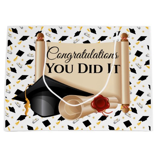 Grand Sac Cadeau Félicitations aux diplômés que vous avez fait (Devant)