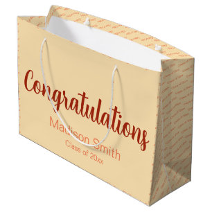 Grand Sac Cadeau Félicitations Classe de 20xx Peach Coral Graduate