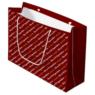Grand Sac Cadeau Félicitations Deep Red White Gold Class de 2025