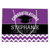 Grand Sac Cadeau Félicitations Diplômé - Purple Black Graduation (Dos)