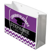Grand Sac Cadeau Félicitations Diplômé - Purple Black Graduation (Devant Angle)