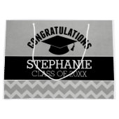 Grand Sac Cadeau Félicitations Diplômé - Silver Black Graduation (Devant)