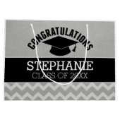Grand Sac Cadeau Félicitations Diplômé - Silver Black Graduation (Dos)