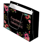 Grand Sac Cadeau Félicitations Grad. Floral moderne personnalisé (Devant Angle)
