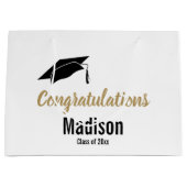 Grand Sac Cadeau Félicitations noires et blanches faites sur (Devant)