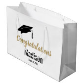 Grand Sac Cadeau Félicitations noires et blanches faites sur (Dos Angle)