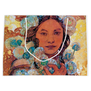 Grand Sac Cadeau Femme amérindienne, Mucha