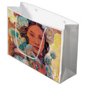 Grand Sac Cadeau Femme amérindienne, Mucha (Devant Angle)