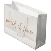 Grand Sac Cadeau Femme d'honneur Earthy Boho Script manuscrit (Devant Angle)