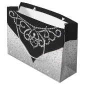Grand Sac Cadeau Femme Diamond d'argent noir (Dos Angle)