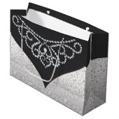 Grand Sac Cadeau Femme Diamond d'argent noir (Devant Angle)