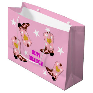 Grand Sac Cadeau Femme moderne Cowgirl Western Boots Anniversaire