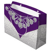 Grand Sac Cadeau Femme violet argenté gris diamant princesse (Dos Angle)