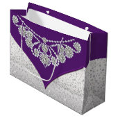 Grand Sac Cadeau Femme violet argenté gris diamant princesse (Devant Angle)