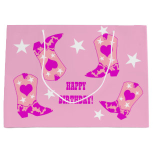 Grand Sac Cadeau Femmes modernes Cowgirl rose Bottes Occidentales A
