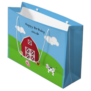 Grand Sac Cadeau Ferme Barnyard Animal Anniversaire