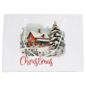 Grand Sac Cadeau Ferme de Noël rustique de petite ville (Devant)
